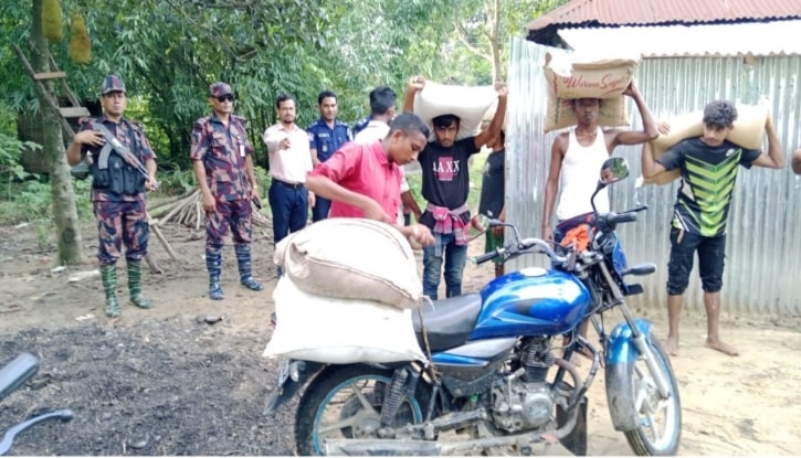 কলমাকান্দায় দুই কোটি টাকার ভারতীয় চিনি জব্দ